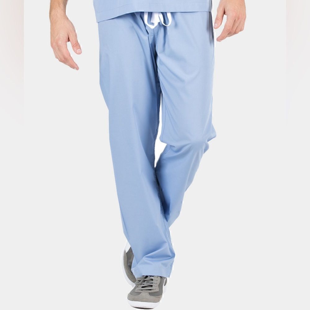 Blue Sky‎ Scrub Pants David Size Large Drawstring Waist Ceil Blue Premium